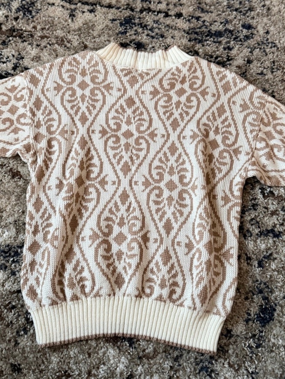 Cricket Lane Cream Damask Short Sleeve Sweater - Picture 2 of 5